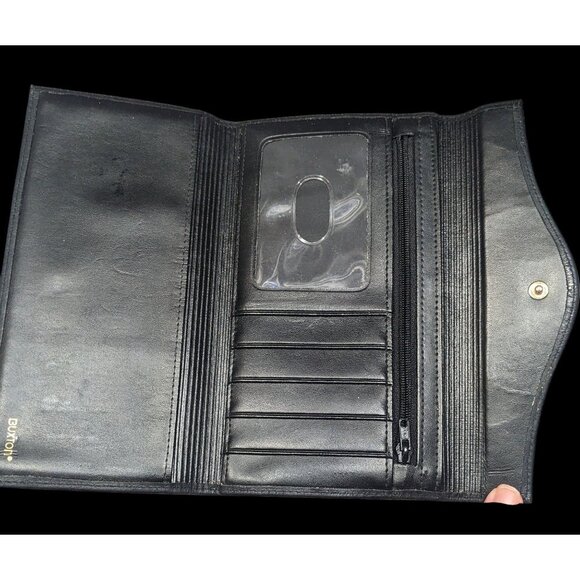 Vintage Buxton Leather Black Wallet With Attached Coin Pouch - Picture 5 of 16